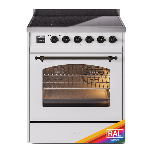 ILVE Nostalgie II 30" RAL Induction Range with 4 Elements Triple Glass Door