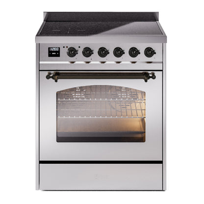 ILVE Nostalgie II 30" Stainless Steel Induction Range with 4 Elements Triple Glass Door
