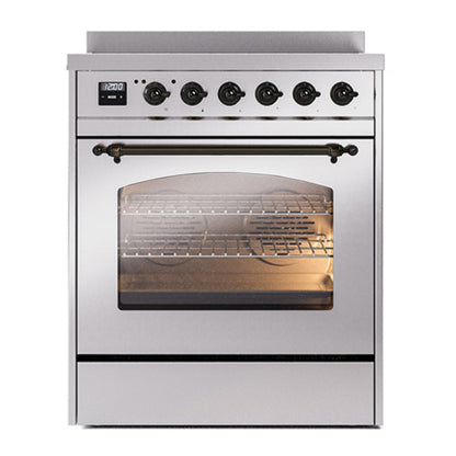 ILVE Nostalgie II 30" Stainless Steel Induction Range with 4 Elements Triple Glass Door