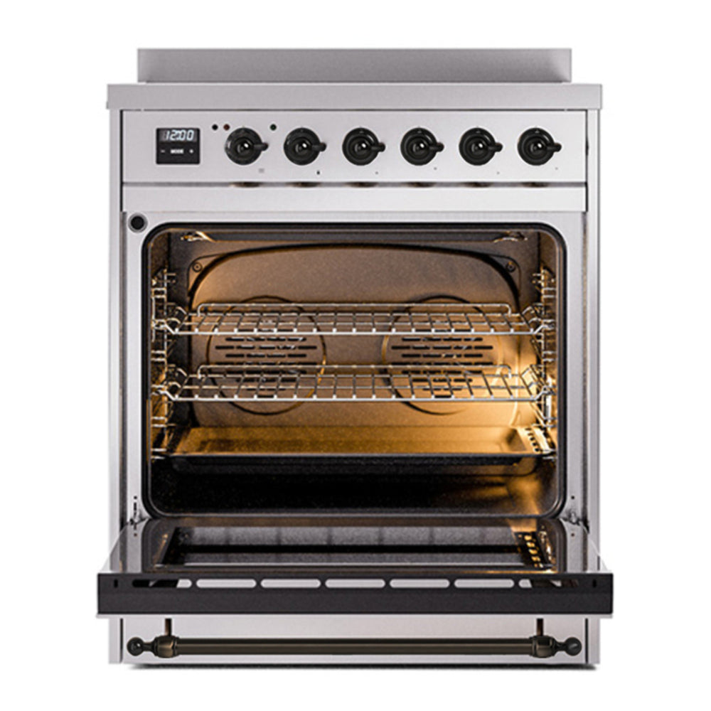 ILVE Nostalgie II 30" Stainless Steel Induction Range with 4 Elements Triple Glass Door
