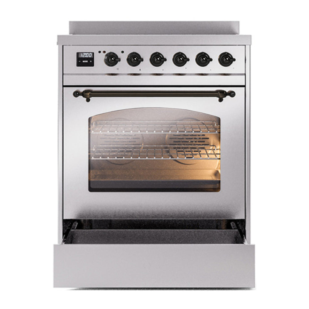 ILVE Nostalgie II 30" Stainless Steel Induction Range with 4 Elements Triple Glass Door