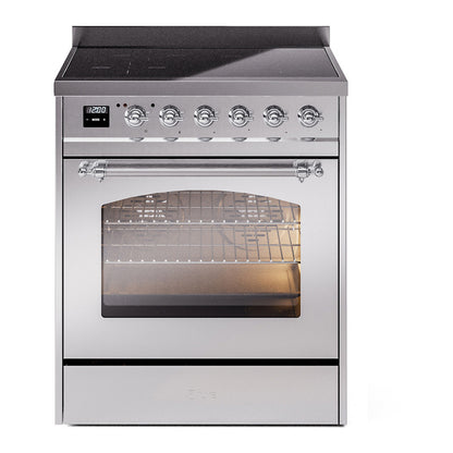 ILVE Nostalgie II 30" Stainless Steel Induction Range with 4 Elements Triple Glass Door