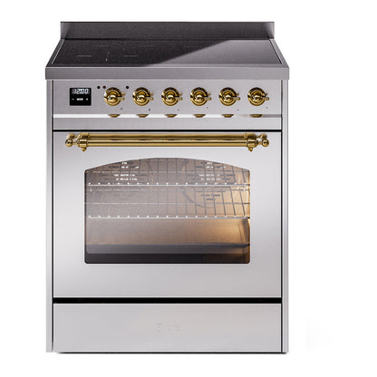 ILVE Nostalgie II 30" Stainless Steel Induction Range with 4 Elements Triple Glass Door