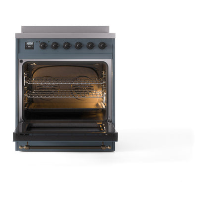 ILVE Nostalgie II 30" Blue Grey Induction Range with 4 Elements Solid Door