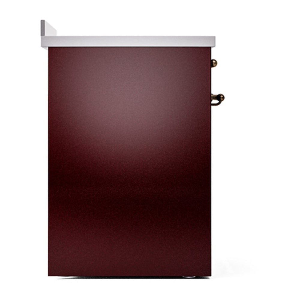 ILVE Nostalgie II 30" Burgundy Induction Range with 4 Elements Solid Door