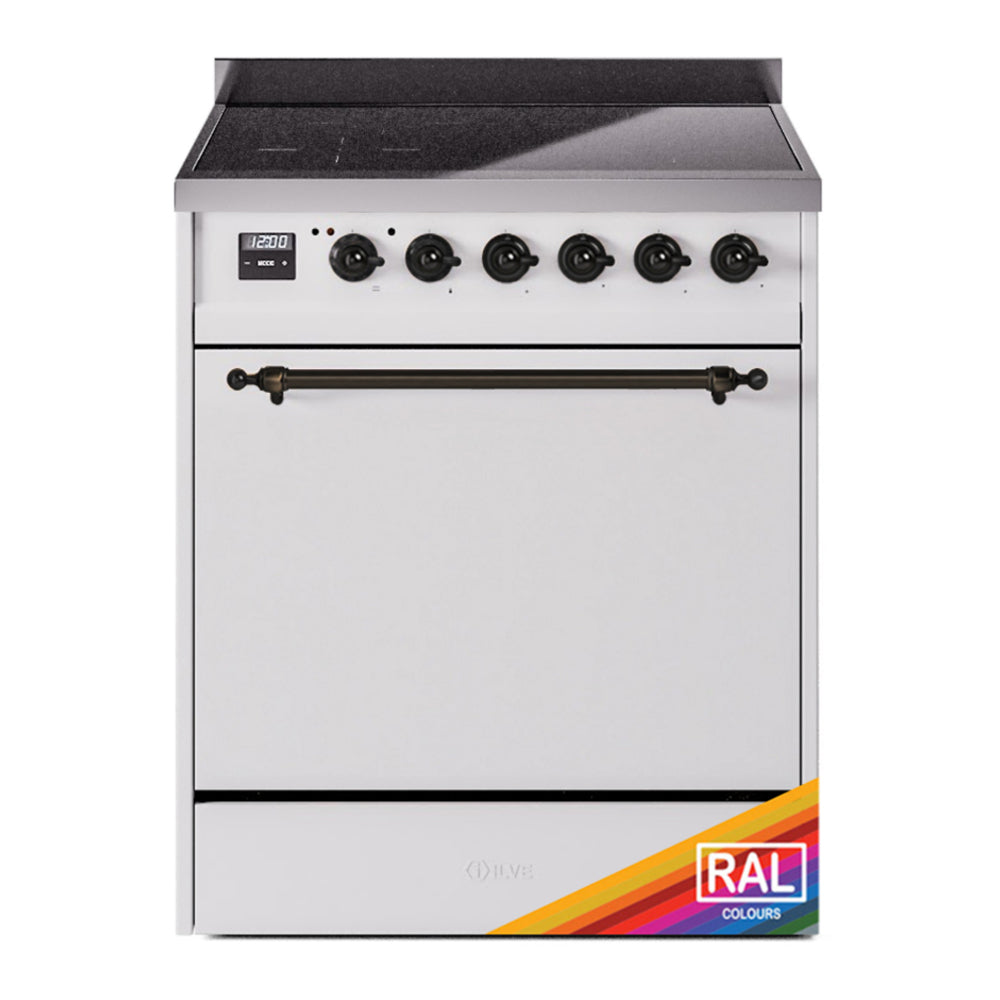 ILVE Nostalgie II 30" RAL Induction Range with 4 Elements Solid Door
