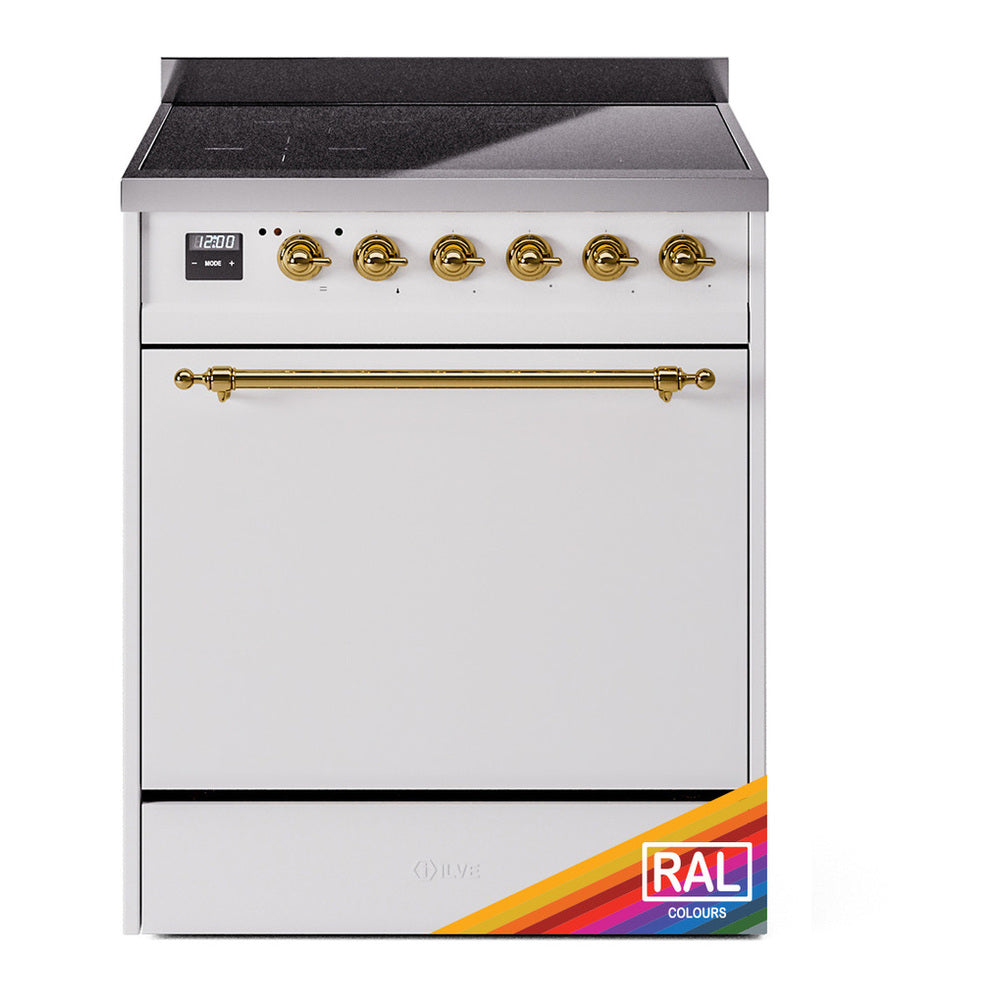 ILVE Nostalgie II 30" RAL Induction Range with 4 Elements Solid Door