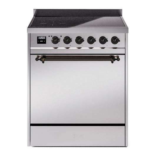 ILVE Nostalgie II 30" Stainless Steel Induction Range with 4 Elements Solid Door