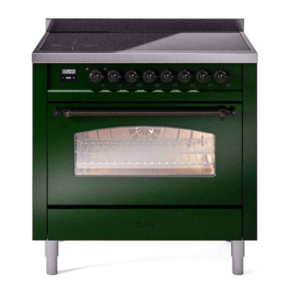 ILVE Nostalgie II 36" Emerald Green Induction Range with 6 Elements Triple Glass Door