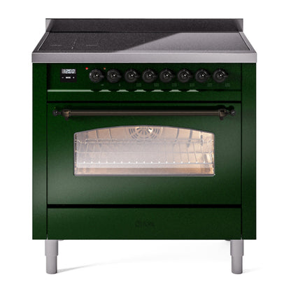 ILVE Nostalgie II 36" Emerald Green Induction Range with 6 Elements Triple Glass Door