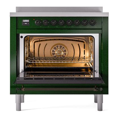 ILVE Nostalgie II 36" Emerald Green Induction Range with 6 Elements Triple Glass Door