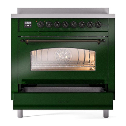 ILVE Nostalgie II 36" Emerald Green Induction Range with 6 Elements Triple Glass Door