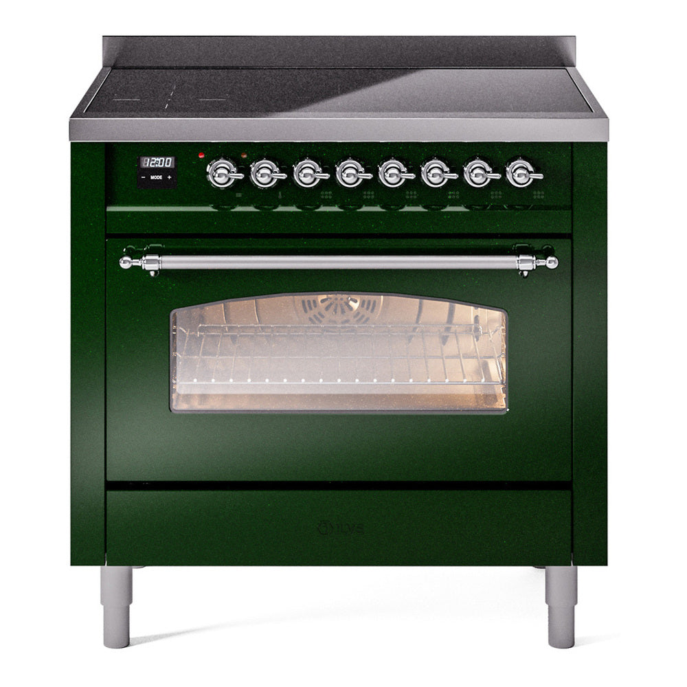 ILVE Nostalgie II 36" Emerald Green Induction Range with 6 Elements Triple Glass Door