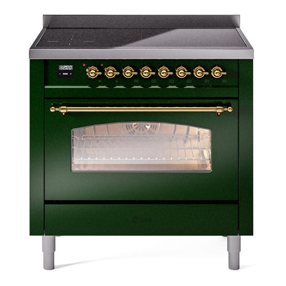 ILVE Nostalgie II 36" Emerald Green Induction Range with 6 Elements Triple Glass Door