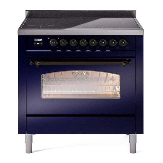 ILVE Nostalgie II 36" Midnight Blue Induction Range with 6 Elements Triple Glass Door