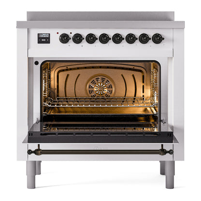 ILVE Nostalgie II 36" RAL Induction Range with 6 Elements Triple Glass Door
