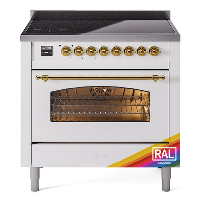 ILVE Nostalgie II 36" RAL Induction Range with 6 Elements Triple Glass Door