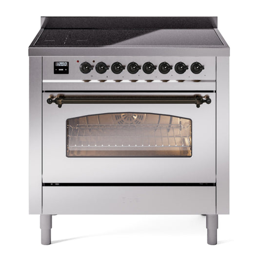 ILVE Nostalgie II 36" Stainless Steel Induction Range with 6 Elements Triple Glass Door