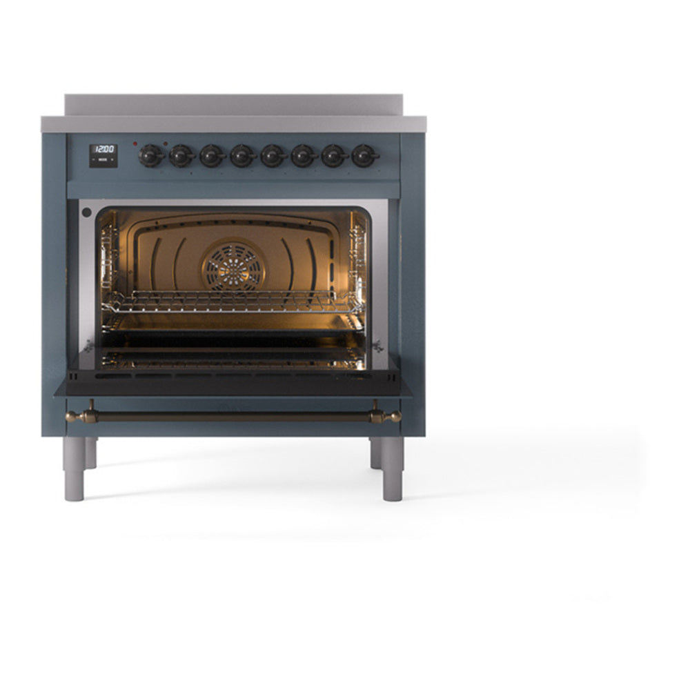 ILVE Nostalgie II 36" Blue Grey Induction Range with 6 Elements Solid Door