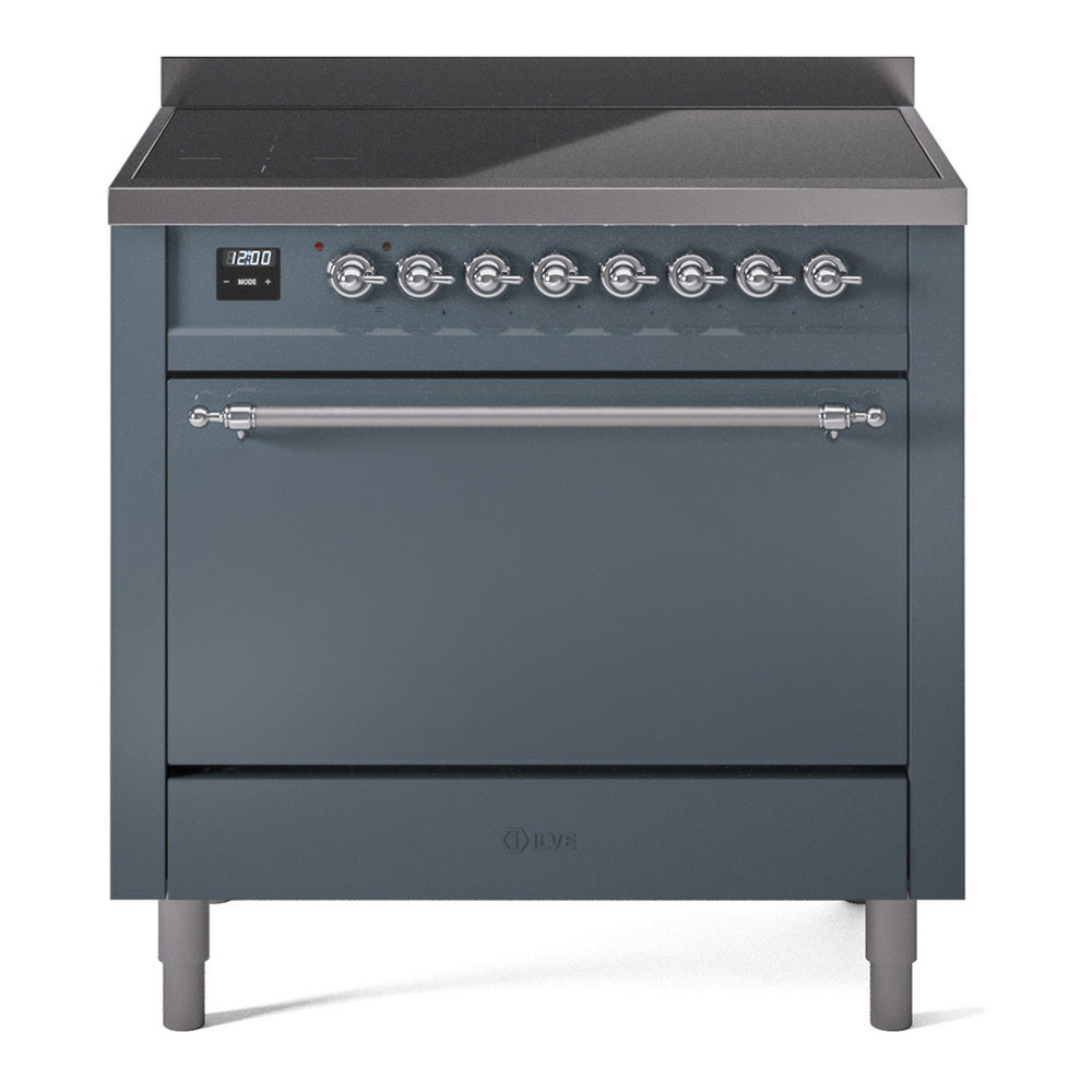ILVE Nostalgie II 36" Blue Grey Induction Range with 6 Elements Solid Door