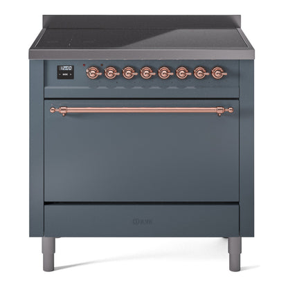 ILVE Nostalgie II 36" Blue Grey Induction Range with 6 Elements Solid Door