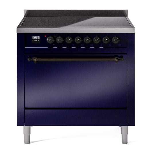 ILVE Nostalgie II 36" Midnight Blue Induction Range with 6 Elements Solid Door