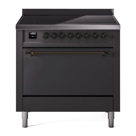 ILVE Nostalgie II 36" Graphite Matte Induction Range with 6 Elements Solid Door