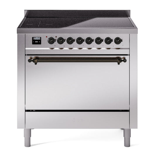 ILVE Nostalgie II 36" Stainless Steel Induction Range with 6 Elements Solid Door
