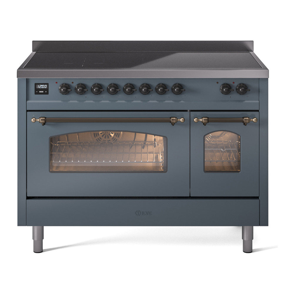 ILVE Nostalgie II 48" Blue Grey Induction Range with 6 Elements Triple Glass Door
