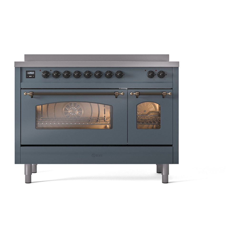 ILVE Nostalgie II 48" Blue Grey Induction Range with 6 Elements Triple Glass Door
