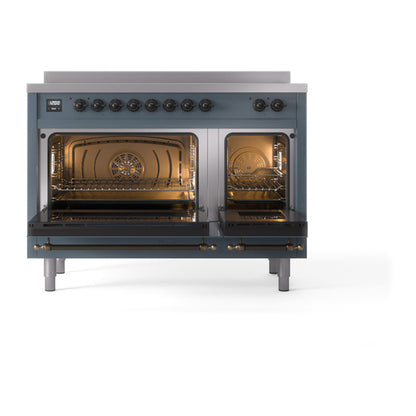 ILVE Nostalgie II 48" Blue Grey Induction Range with 6 Elements Triple Glass Door