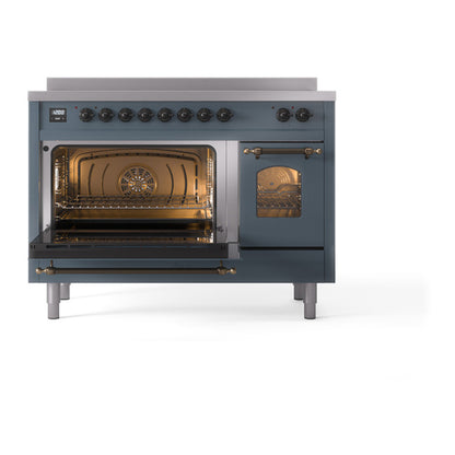 ILVE Nostalgie II 48" Blue Grey Induction Range with 6 Elements Triple Glass Door