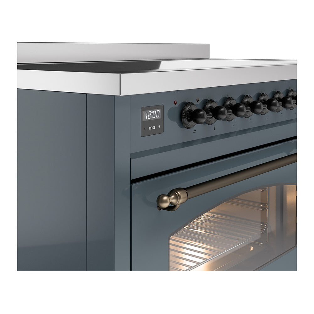 ILVE Nostalgie II 48" Blue Grey Induction Range with 6 Elements Triple Glass Door