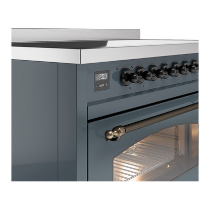 ILVE Nostalgie II 48" Blue Grey Induction Range with 6 Elements Triple Glass Door