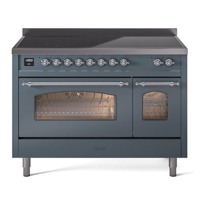 ILVE Nostalgie II 48" Blue Grey Induction Range with 6 Elements Triple Glass Door