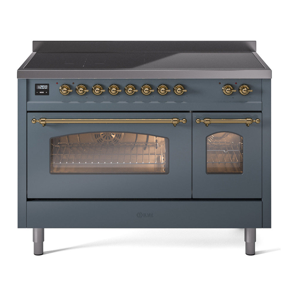 ILVE Nostalgie II 48" Blue Grey Induction Range with 6 Elements Triple Glass Door