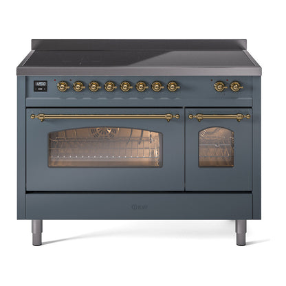 ILVE Nostalgie II 48" Blue Grey Induction Range with 6 Elements Triple Glass Door