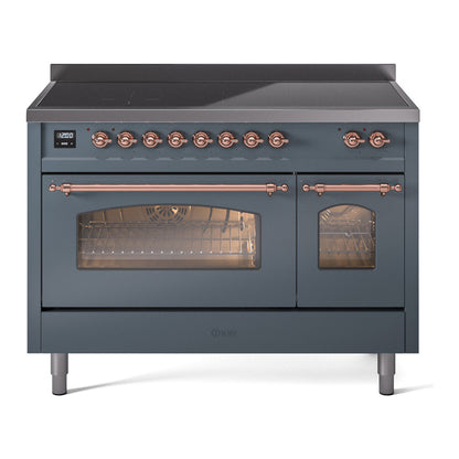 ILVE Nostalgie II 48" Blue Grey Induction Range with 6 Elements Triple Glass Door