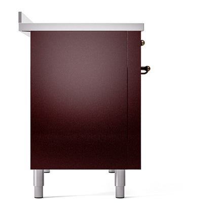 ILVE Nostalgie II 48" Burgundy Induction Range with 6 Elements Triple Glass Door
