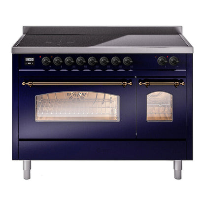 ILVE Nostalgie II 48" Midnight Blue Induction Range with 6 Elements Triple Glass Door