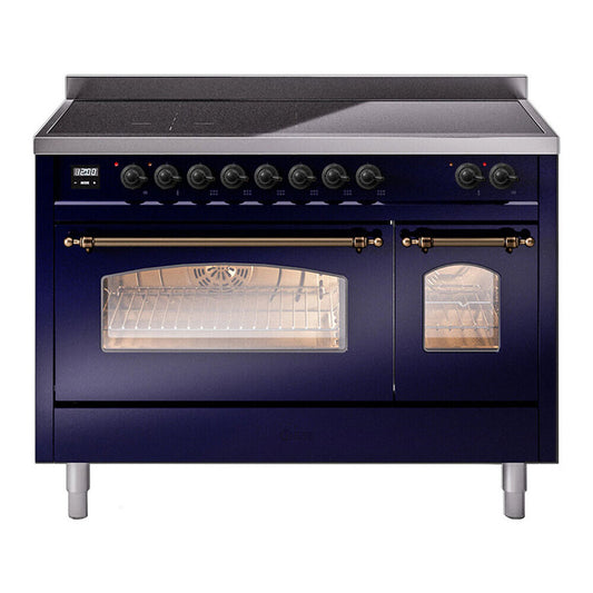ILVE Nostalgie II 48" Midnight Blue Induction Range with 6 Elements Triple Glass Door