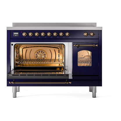 ILVE Nostalgie II 48" Midnight Blue Induction Range with 6 Elements Triple Glass Door