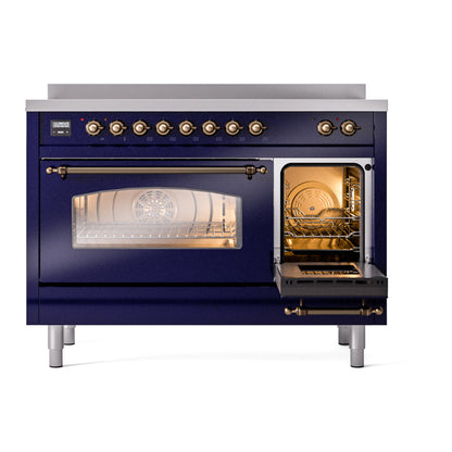 ILVE Nostalgie II 48" Midnight Blue Induction Range with 6 Elements Triple Glass Door