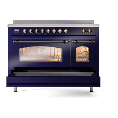 ILVE Nostalgie II 48" Midnight Blue Induction Range with 6 Elements Triple Glass Door