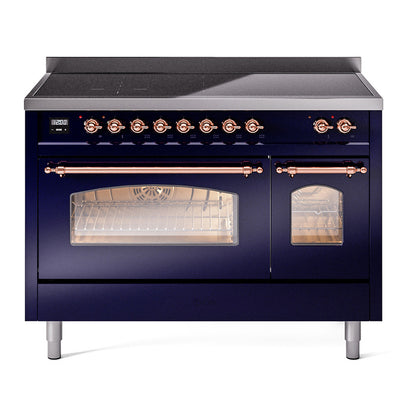 ILVE Nostalgie II 48" Midnight Blue Induction Range with 6 Elements Triple Glass Door
