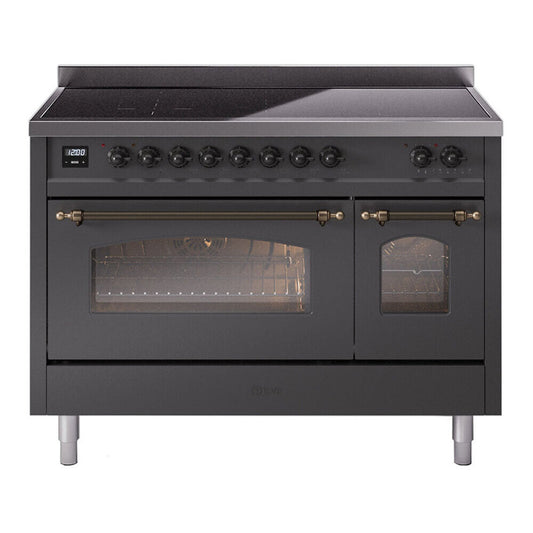 ILVE Nostalgie II 48" Graphite Matte Induction Range with 6 Elements Triple Glass Door