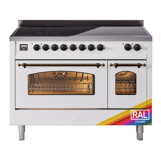 ILVE Nostalgie II 48" RAL Induction Range with 6 Elements Triple Glass Door