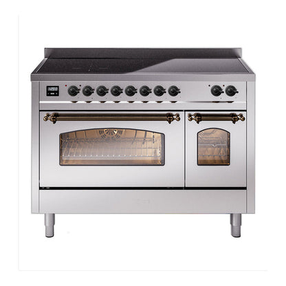 ILVE Nostalgie II 48" Stainless Steel Induction Range with 6 Elements Triple Glass Door