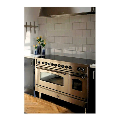 ILVE Nostalgie II 48" Stainless Steel Induction Range with 6 Elements Triple Glass Door