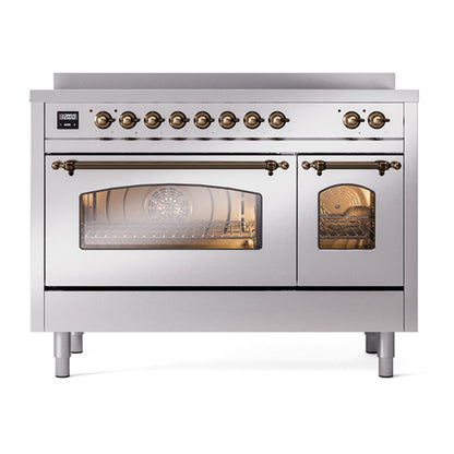 ILVE Nostalgie II 48" Stainless Steel Induction Range with 6 Elements Triple Glass Door